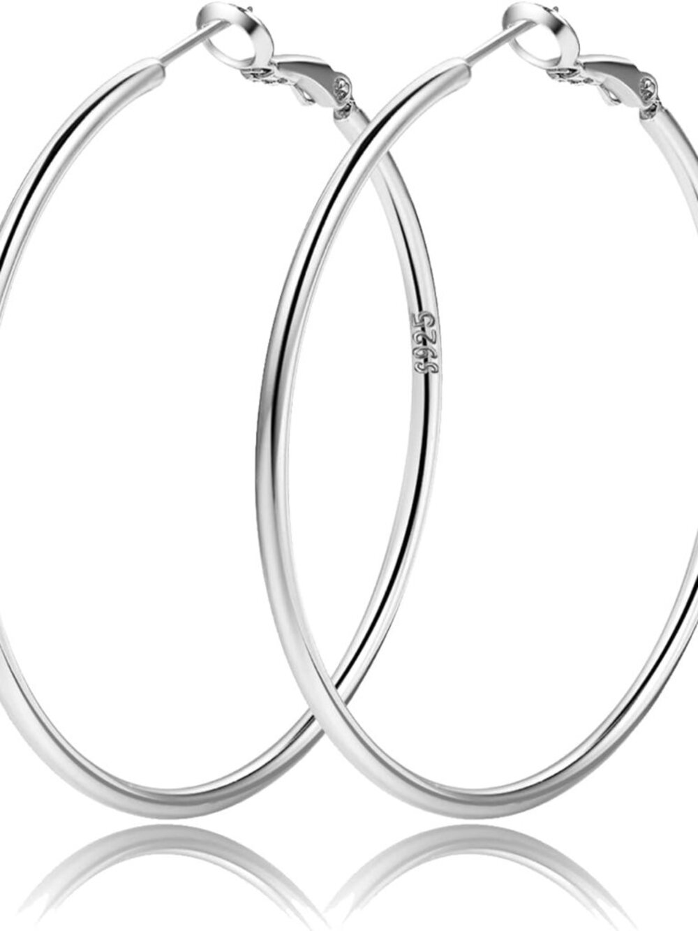Stylish 50mm Sterling Silver Hoop Earrings - Classic Elegance for Every Occasion